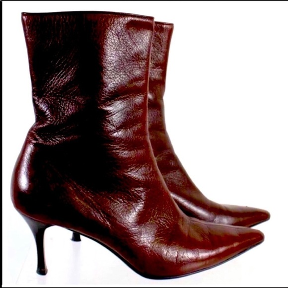 Gucci Brown leather pointed toe mid calf booties - Picture 1 of 17